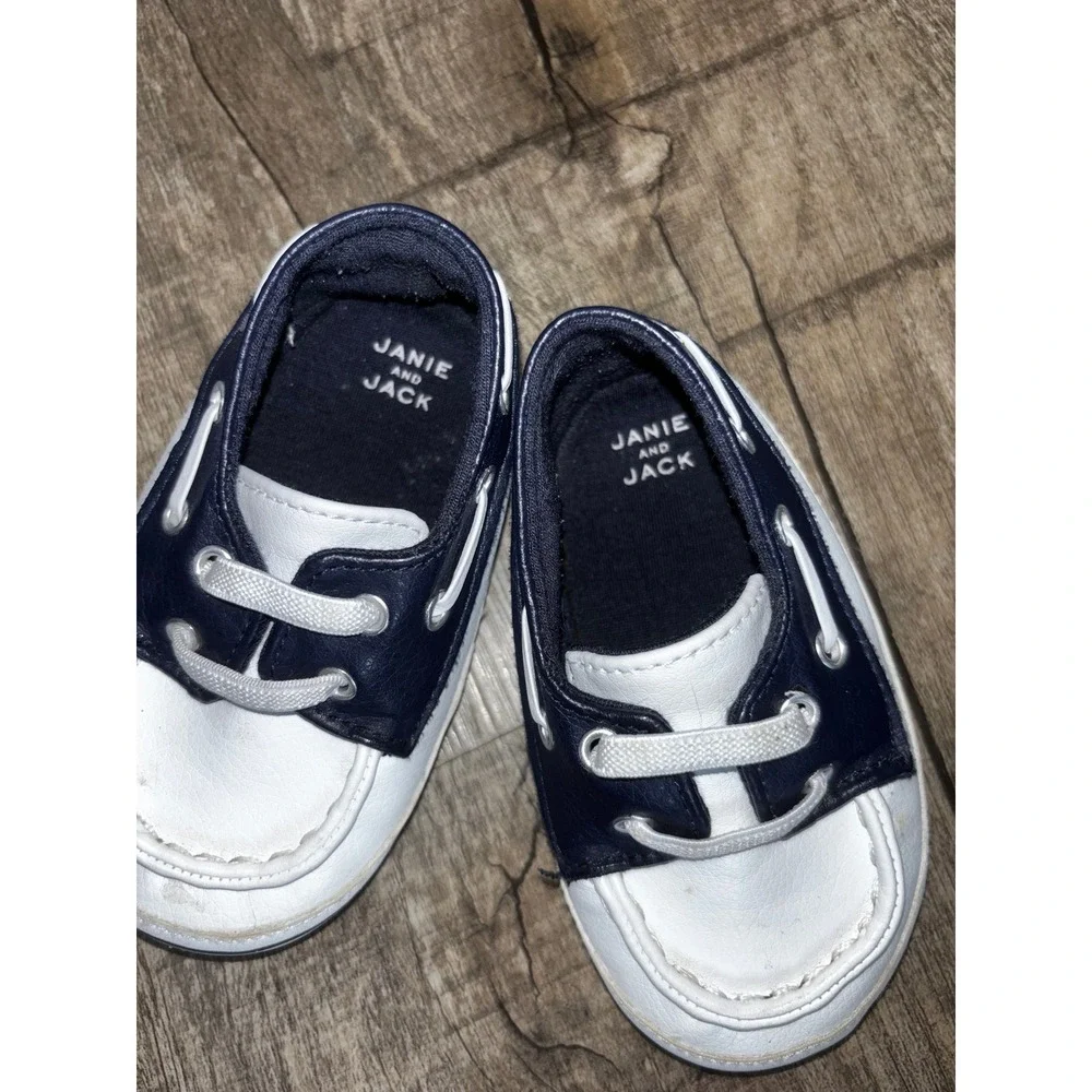 Janie and Jack Baby Boys Navy Blue White Nautical Boat Shoes Pre-Walker Loafers